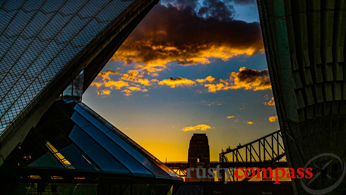 The Sydney Opera House and its companion.